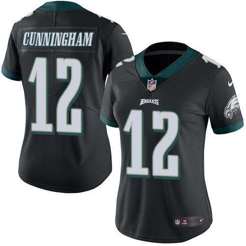 Women's Limited Randall Cunningham Nike Jersey Black - #12 Rush NFL Philadelphia Eagles